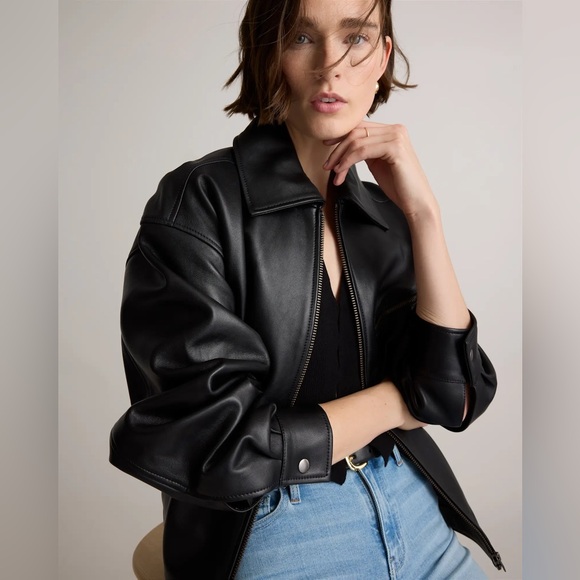 QUINCE 100% Leather Oversized Bomber Jacket - Picture 10 of 11